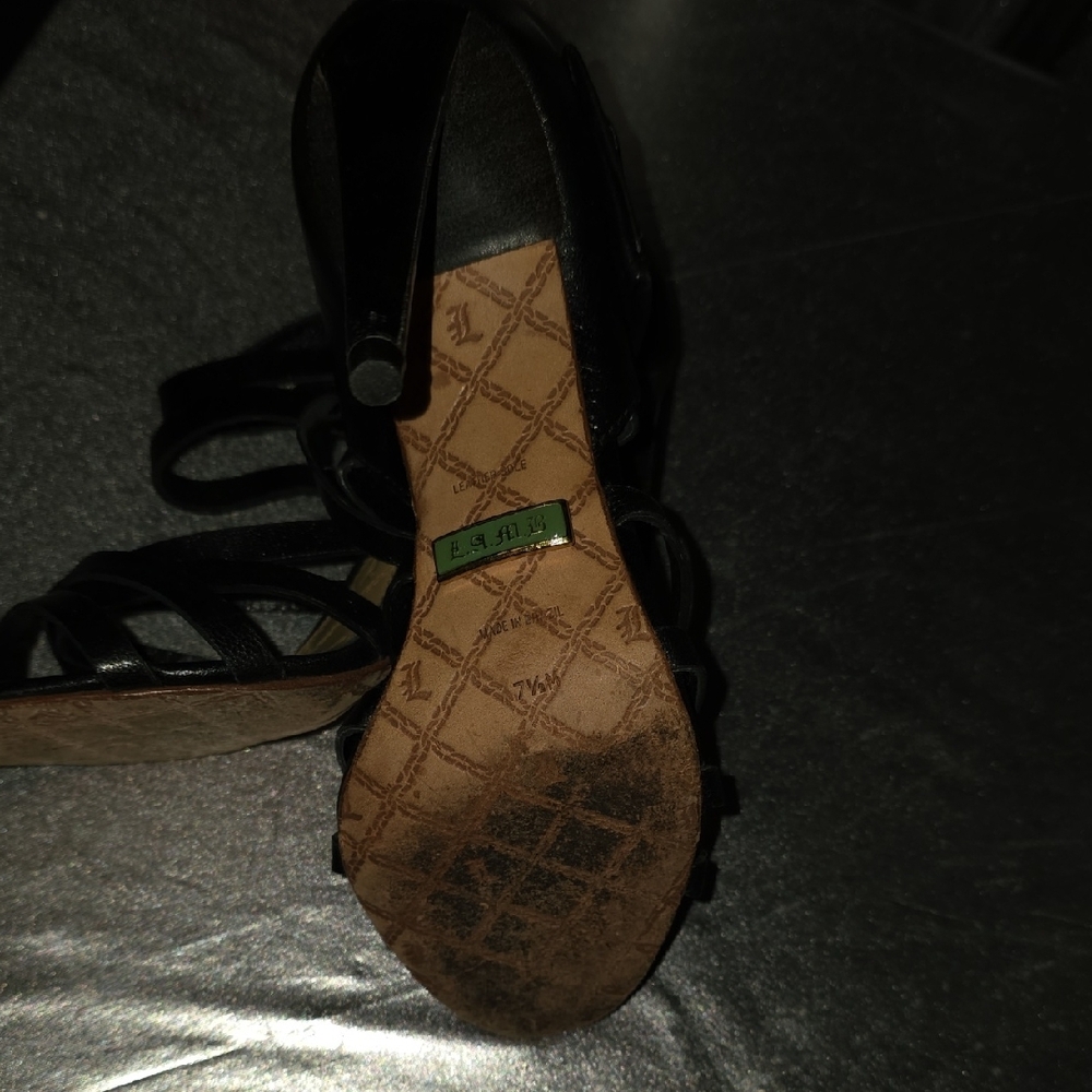 L.A.M.B. Black Strappy Heels - Picture 6 of 10